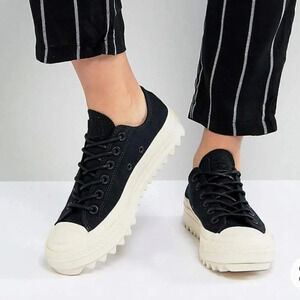 Converse Chuck Taylor All Star Lift Ripple Ox Sneakers In Black Size 6